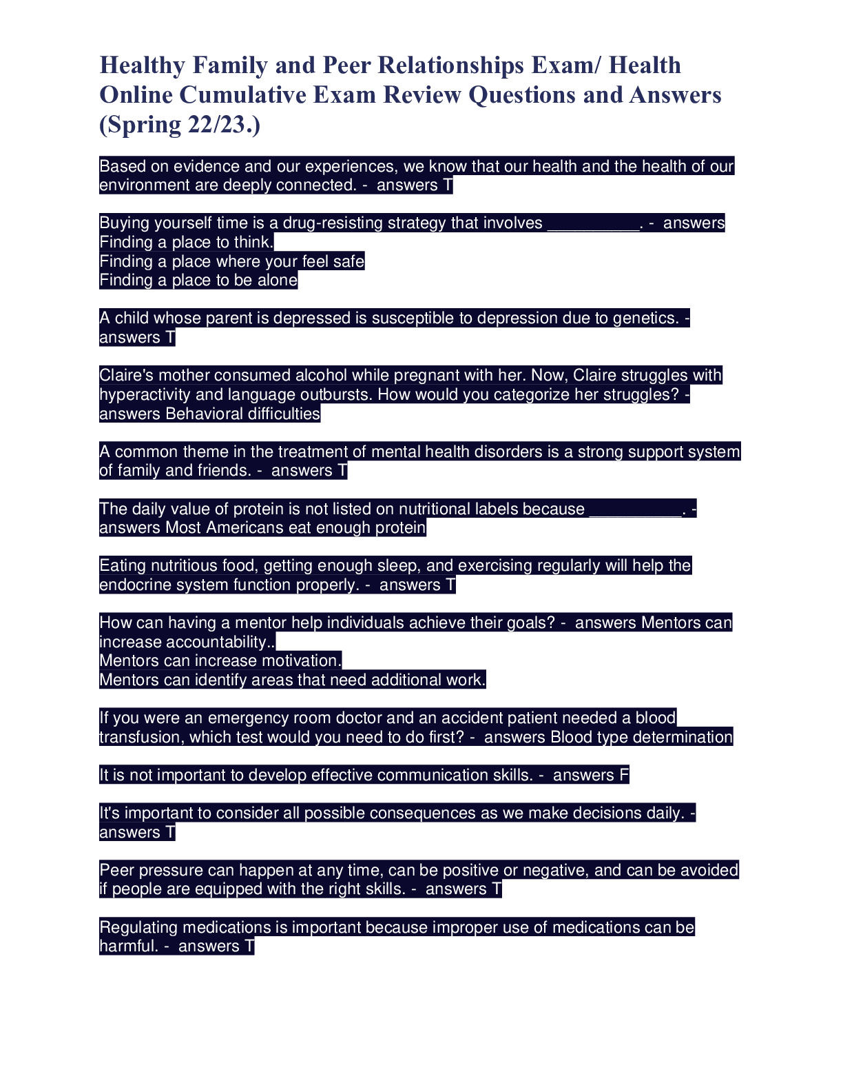 Preview image for Introduction To Fitness Test (Passed with 96%) Winter 22/23.